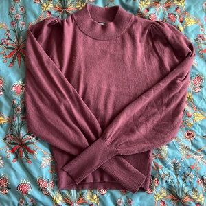 Express Women’s mock neck, statement sleeve mauve sweater